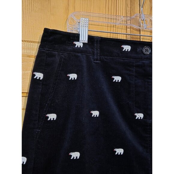 Talbots Womens Skirt 10 Navy Blue Embroidered Polar Bear Velvet Stretch - Picture 9 of 13